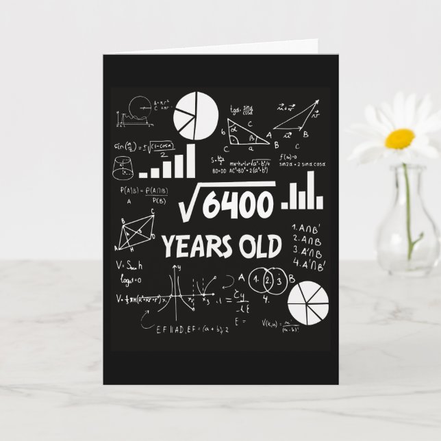 80 Years Old Bday Math Teacher 80th Birthday Gift Card (Small Plant)