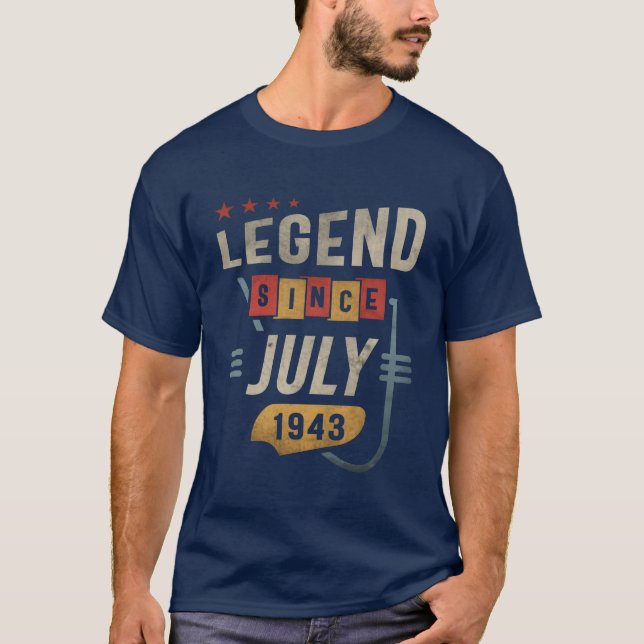 80 Years Old Legend Since July 1943 80th Birthday  T-Shirt (Front)