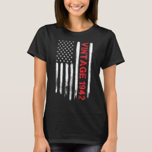 80 Years Old Vintage 1942 USA American Flag 80th B T-Shirt