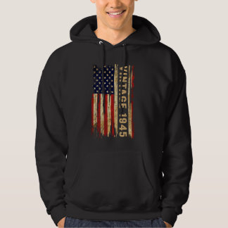 80 Years Old Vintage 1945 American Flag 80th Birth Hoodie