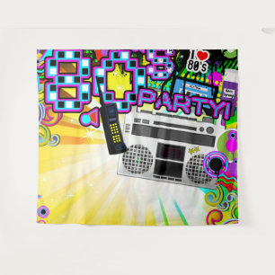 80's 1980'S Retro Dance Birthday Party Backdrop Tapestry