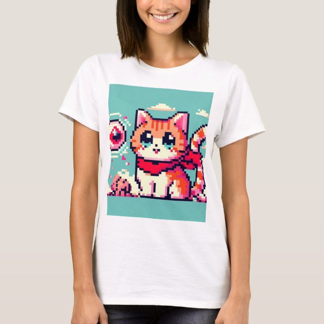 80's 8bit cat T-Shirt (Front)