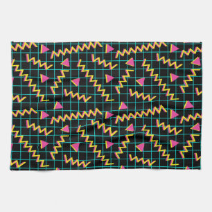 80's/90's Black & Neon Pattern Tea Towel