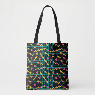 80's/90's Black & Neon Pattern Tote Bag