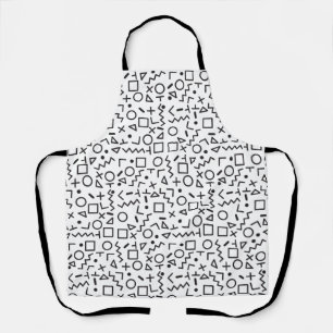 80's 90's Black & White Retro Shapes Pattern Apron