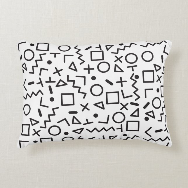 80's 90's Black & White Retro Shapes Pattern Decorative Cushion (Front)