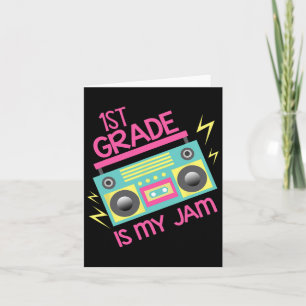 80's 90's Boombox Design 1st Grade Is My Jam Card