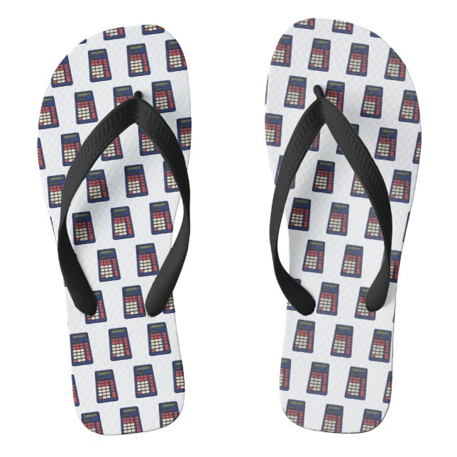 80's 90's Calculator Math School Nostalgia Flip Flops (Footbed)