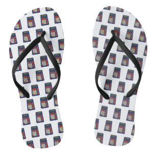 80's 90's Calculator Math School Nostalgia Flip Flops