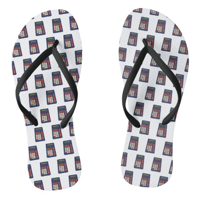 80's 90's Calculator Math School Nostalgia Flip Flops (Footbed)