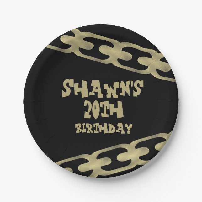 80s 90s Chain Adult Hip Hop Party Paper Plate (Front)
