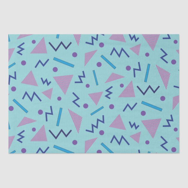 80s 90s Memphis style geometric blue    Tissue Paper (Front)
