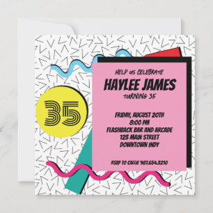80's 90's Modern Retro Memphis Pattern Invitation
