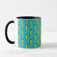 80's/90's Neon Blue Yellow Lightning Bolt Pattern