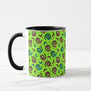80's/90's Neon Green Doodle Pattern Mug
