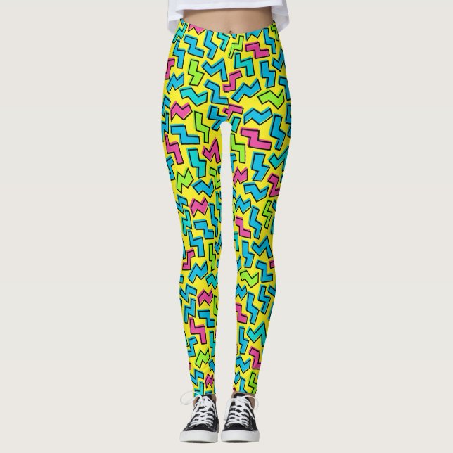 80's/90's Neon Pattern Leggings (Front)