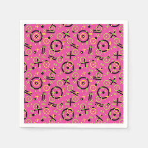 80's/90's Neon Pink And Blue Doodle Pattern Napkin