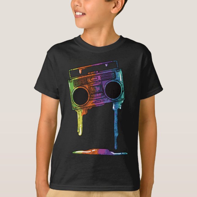 80s & 90s Old School Boombox Music hip hop rap T-Shirt (Front)