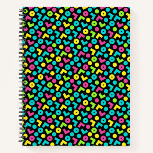 80's/90's Retro Black & Neon Pattern Notebook