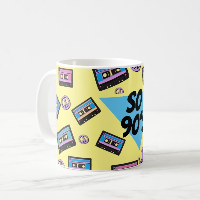 80's 90's Retro Cassette Tape Peace Sign Triangle Coffee Mug (Front Left)