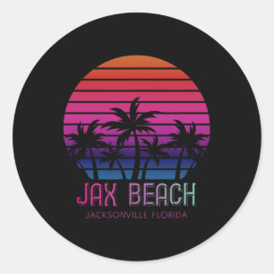 80s 90s Retro Colours Jacksonville Florida Vacatio Classic Round Sticker
