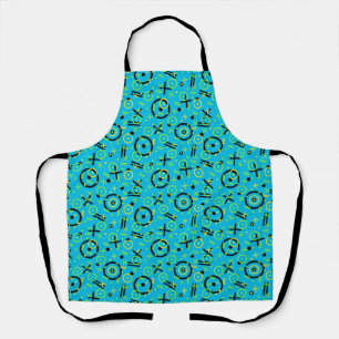 80's/90's Retro Neon Blue Doodle Pattern Apron