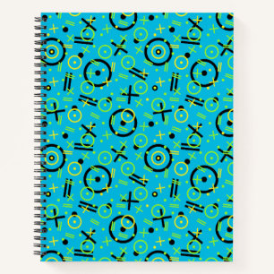 80's/90's Retro Neon Blue Doodle Pattern Notebook