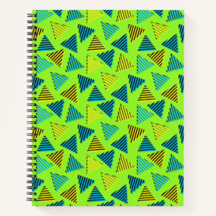 80's/90's Retro Neon Green Triangles Pattern Notebook