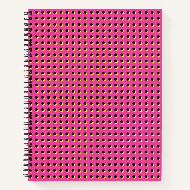 80's/90's Retro Neon Pink Dots Pattern Notebook (Front)