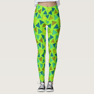 80's/90's Retro Neon Triangles Pattern Leggings
