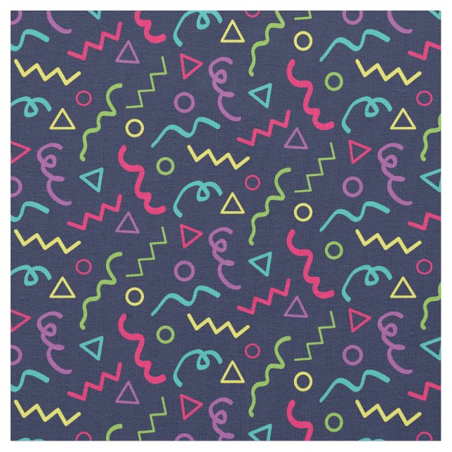 80s 90s retro party neon Memphis pattern Fabric (Close Up)
