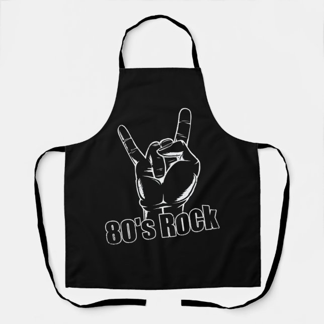 80s 90s Rock Band Rock Concert Audience Hand Music Apron (Front)