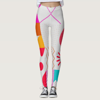 80s-90s Trendy Geometric Background Leggings