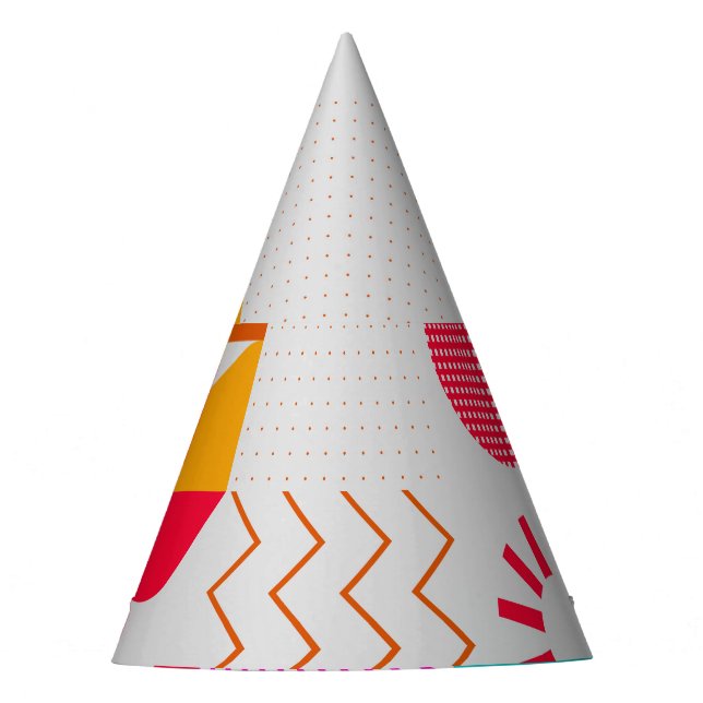80s-90s Trendy Geometric Background Party Hat (Front)