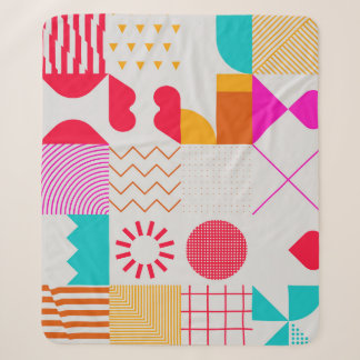 80s-90s Trendy Geometric Background Sherpa Blanket