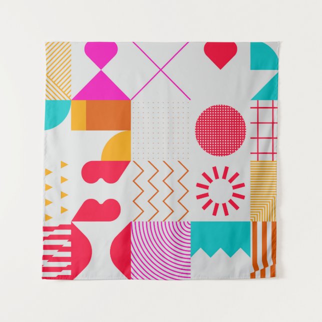 80s-90s Trendy Geometric Background Tapestry (Front)
