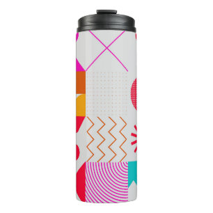80s-90s Trendy Geometric Background Thermal Tumbler
