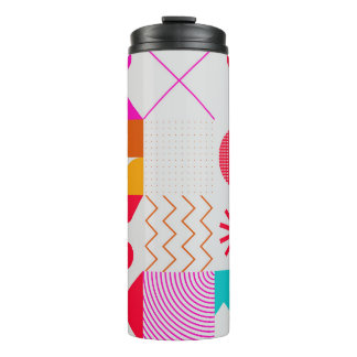 80s-90s Trendy Geometric Background Thermal Tumbler