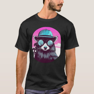 80s 90s Vintage Raccoon Style girl T-Shirt