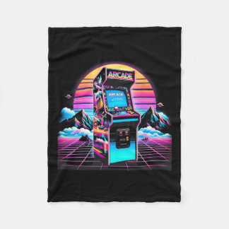 80s 90s Vintage Retro Arcade Video Game Old School Fleece Blanket