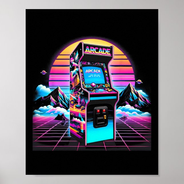 80s 90s Vintage Retro Arcade Video Game Old School Poster (Front)