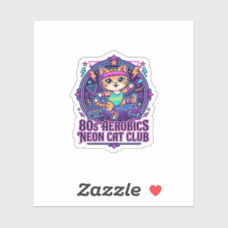 80s Aerobics Neon Cat Funny Cat Lover Design - 80s