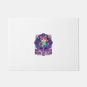 80s Aerobics Neon Cat Funny Cat Lover Design - 80s Doormat