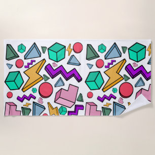 80s Aesthetic Vintage Retro Beach Towel