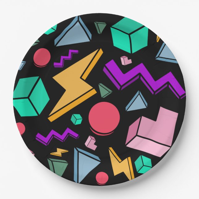 80s Aesthetic Vintage Retro Paper Plate (Front)
