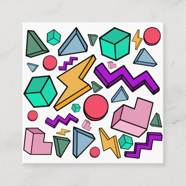 80s Aesthetic Vintage Retro Square Business Card (Front)