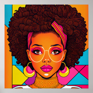 80s American Girls in Pop Art Style: Colorful ! Poster