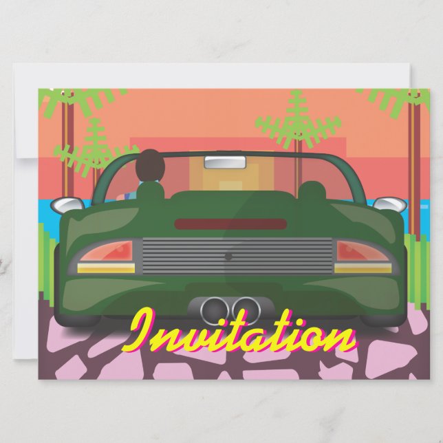 80s Arcade Sports Car Invitation (Front)