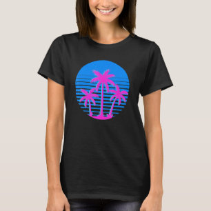 80s Art Tropical Summer Vibes Coconut Palm Trees V T-Shirt