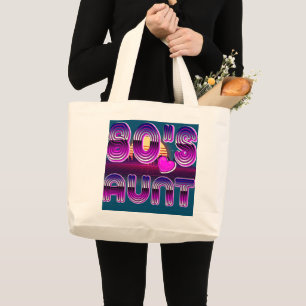 80's Aunt Birthday Party Costume Retro Vintage Large Tote Bag